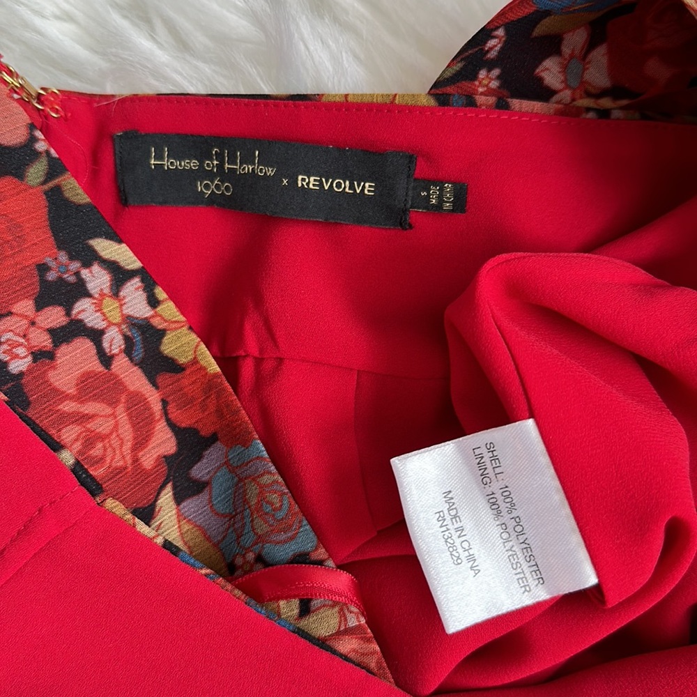 X Revolve House of Harlow 1960 "Joelle Red Floral Jumpsuit" Size S - Picture 13 of 15